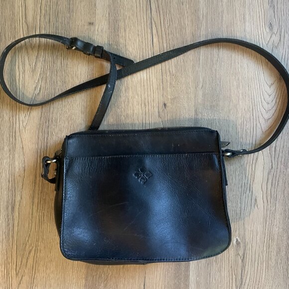 VTG Patricia Nash Blk Small Leather Outside Pockets, Adj Crossbody Shoulder Bag! - Picture 1 of 9